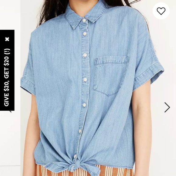 Madewell Short-Sleeve tie front top, size XS - Picture 5 of 5